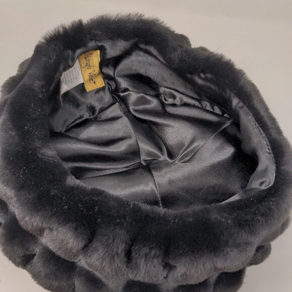Midnight Velvet Womens Vegan Fur Hat Wool Blend Black Size NOE - Picture 7 of 8